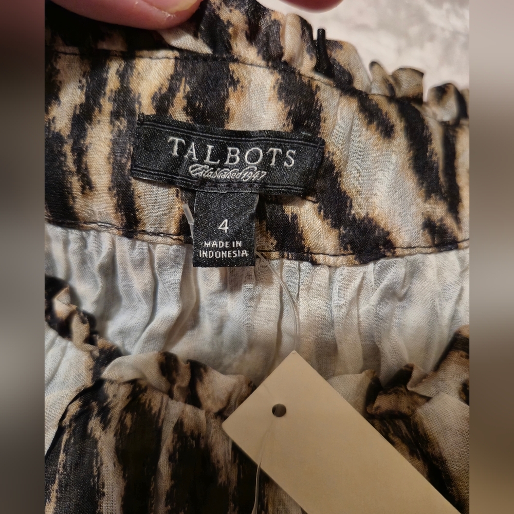 Talbots Black and White Animal Print Blouse - Picture 5 of 8